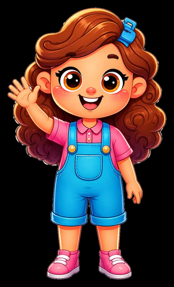 Personagem do Brincar de Escolinha acenando e convidando para uma descoberta