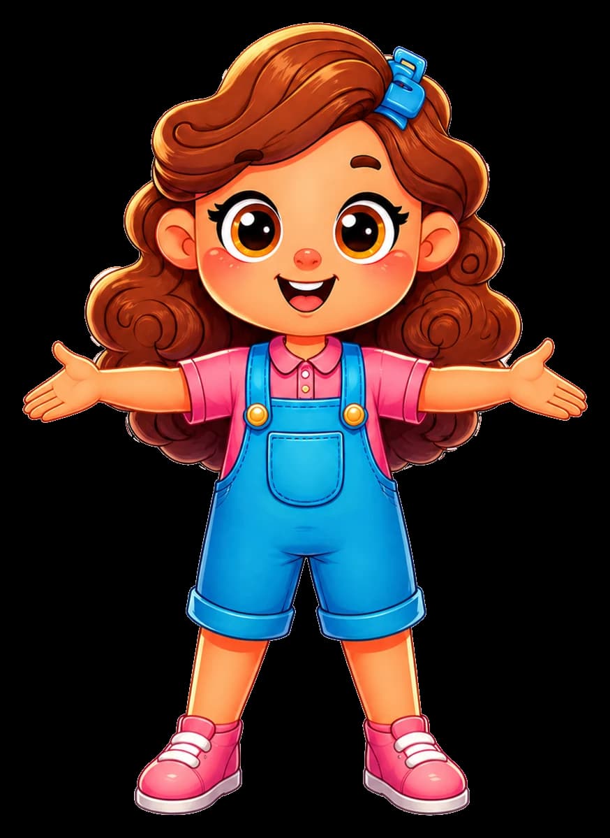 Personagem apresentando os temas educativos